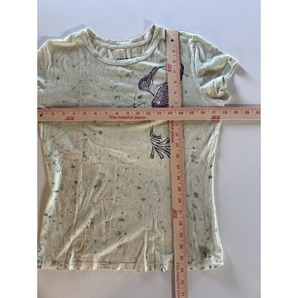 Vintage Y2K GRAIL light green hummingbird paint splatter tshirt M distressed - Picture 6 of 9